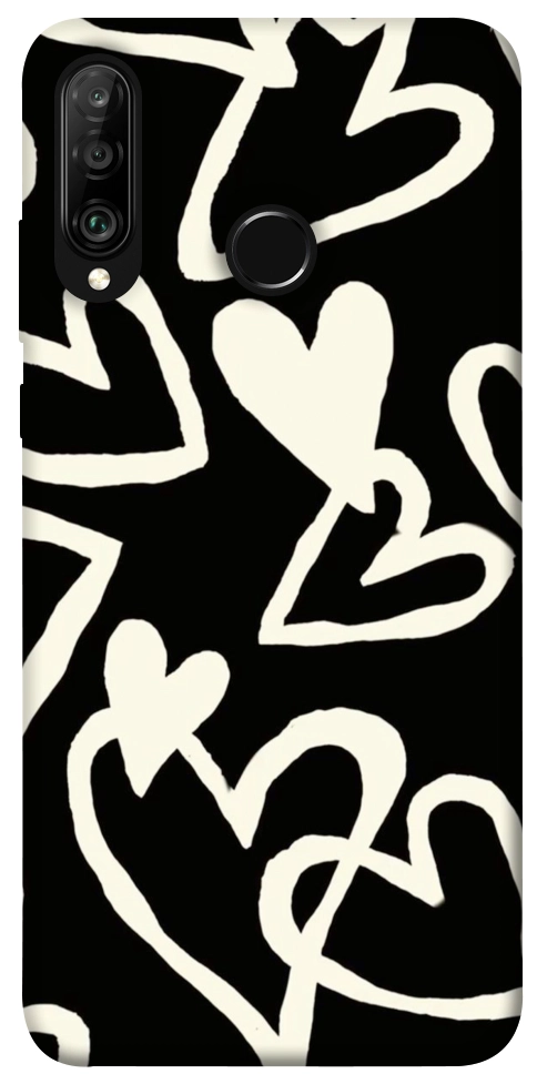 Чохол Black and white hearts для Huawei P30 Lite