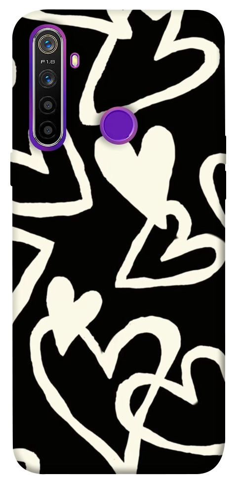 Чехол Black and white hearts для Realme 5