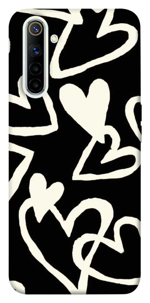 Чехол Black and white hearts для Realme 6
