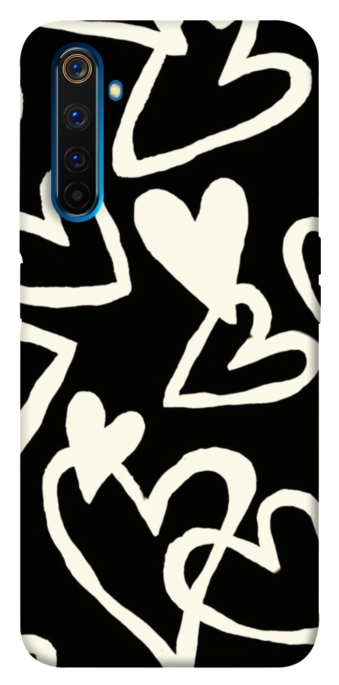Чохол Black and white hearts для Realme 6 Pro