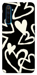 Чохол Black and white hearts для Realme 6 Pro