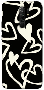 Чохол Black and white hearts для Xiaomi Redmi 9