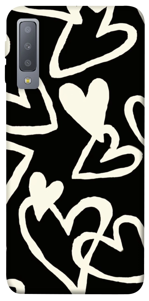 Чехол Black and white hearts для Galaxy A7 (2018)