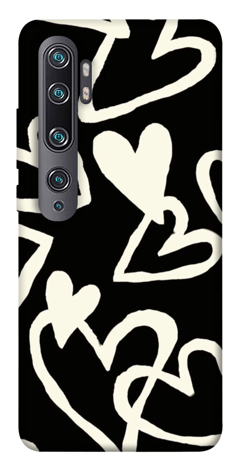 Чохол Black and white hearts для Xiaomi Mi Note 10