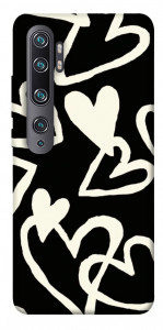 Чохол Black and white hearts для Xiaomi Mi Note 10