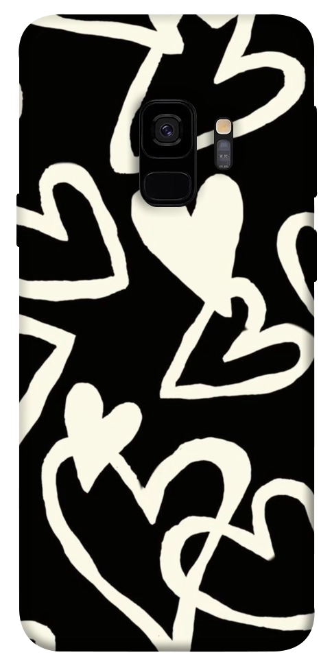 Чехол Black and white hearts для Galaxy S9