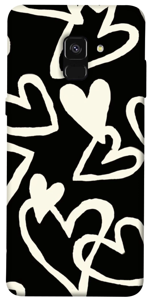 Чехол Black and white hearts для Galaxy A8 (2018)