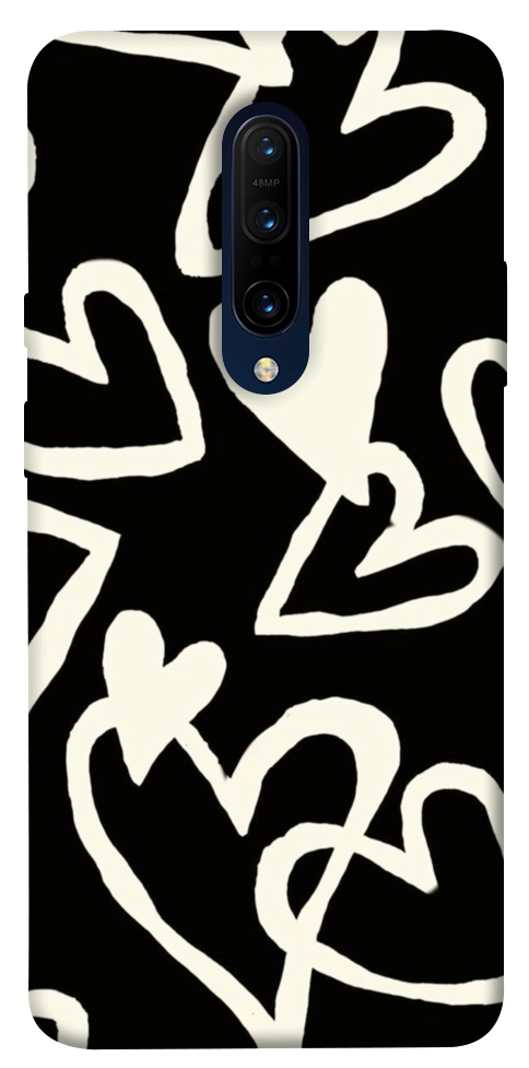 Чохол Black and white hearts для OnePlus 7 Pro