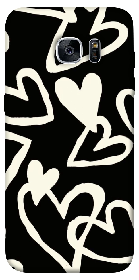 Чохол Black and white hearts для Galaxy S7 Edge