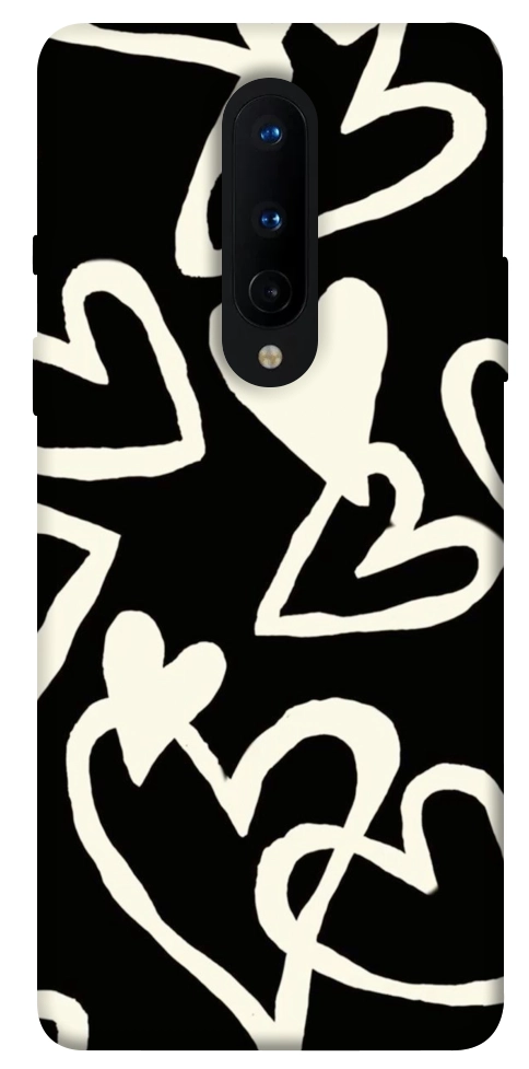 Чохол Black and white hearts для OnePlus 8