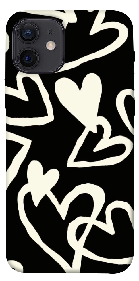 Чехол Black and white hearts для iPhone 12