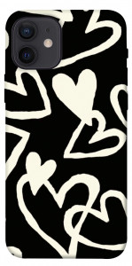 Чехол Black and white hearts для iPhone 12