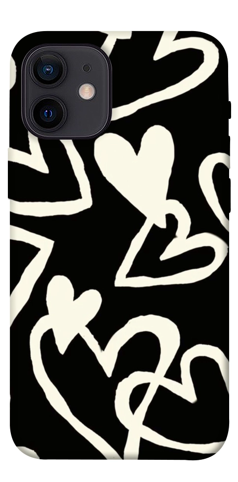 Чехол Black and white hearts для iPhone 12 mini