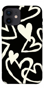 Чехол Black and white hearts для iPhone 12 mini