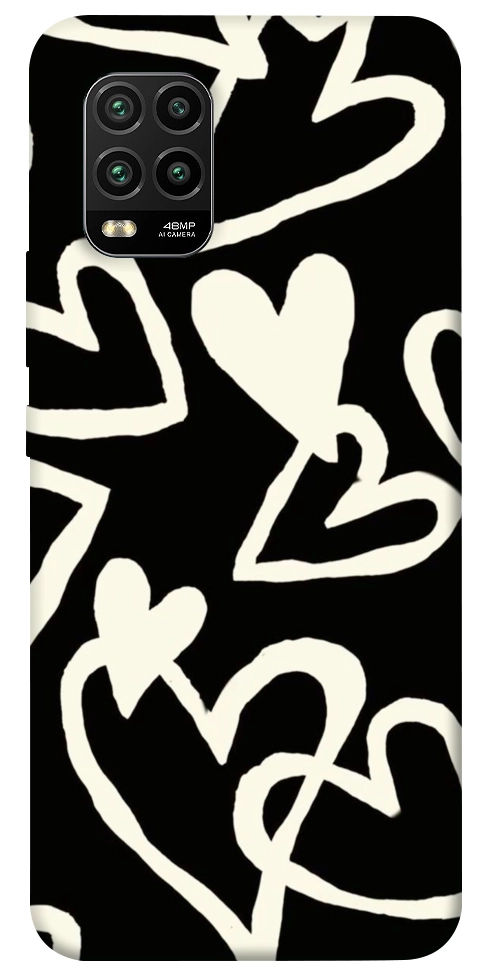 Чехол Black and white hearts для Xiaomi Mi 10 Lite