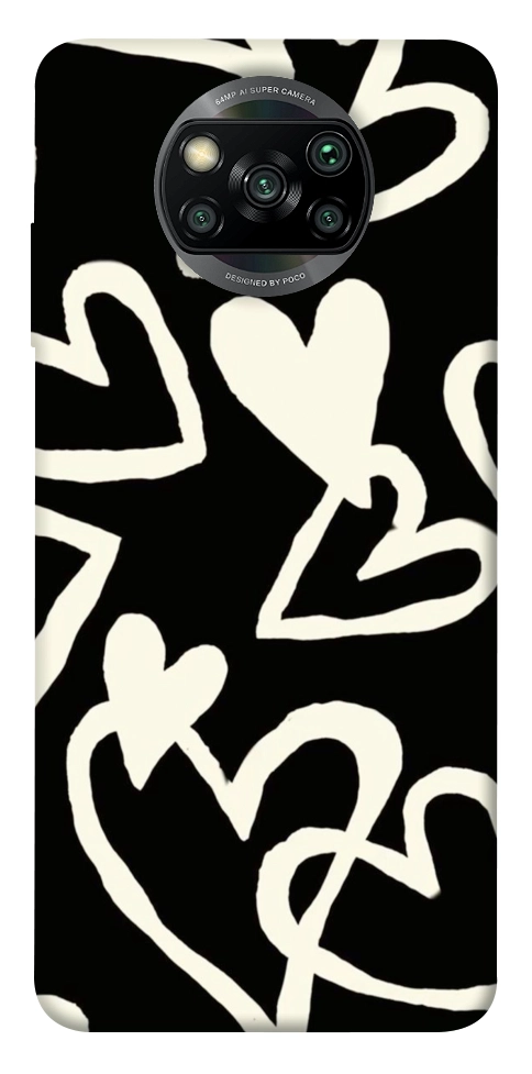 Чехол Black and white hearts для Xiaomi Poco X3 NFC