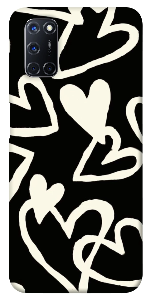 Чехол Black and white hearts для Oppo A92