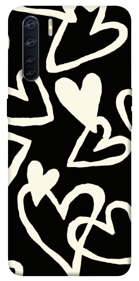Чехол Black and white hearts для Oppo A91