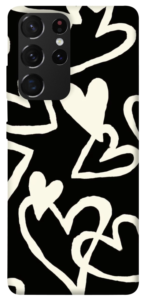 Чехол Black and white hearts для Galaxy S21 Ultra