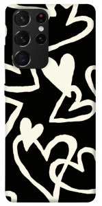 Чехол Black and white hearts для Galaxy S21 Ultra