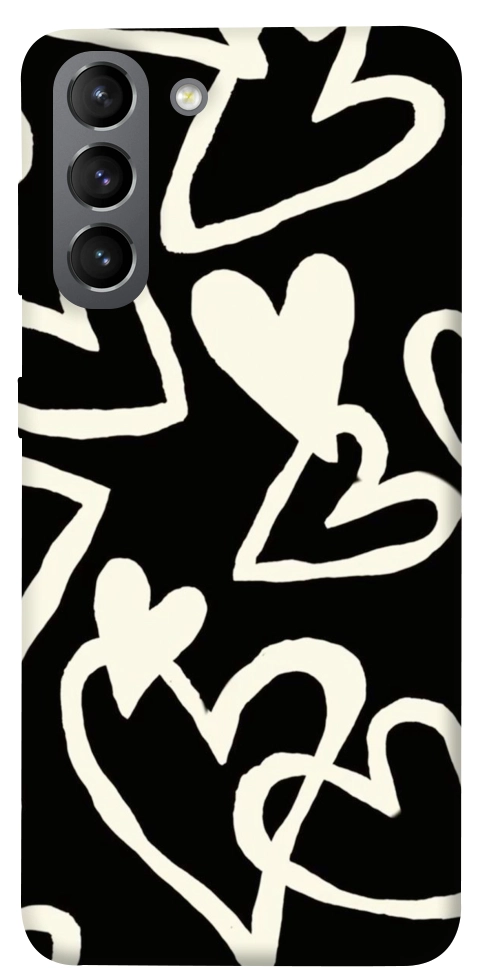 Чохол Black and white hearts для Galaxy S21
