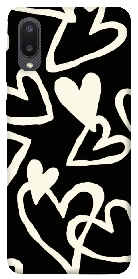 Чехол Black and white hearts для Galaxy A02