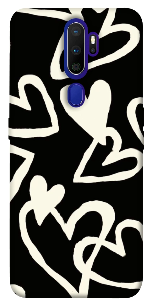 Чехол Black and white hearts для Oppo A9 (2020)