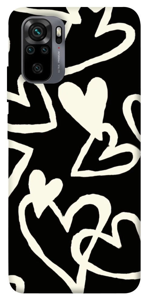 Чехол Black and white hearts для Xiaomi Redmi Note 10
