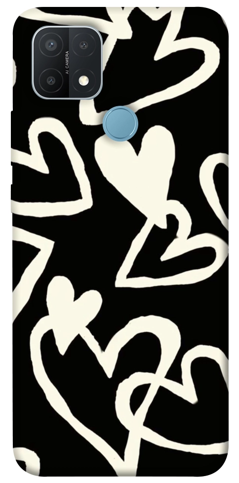 Чохол Black and white hearts для Oppo A15