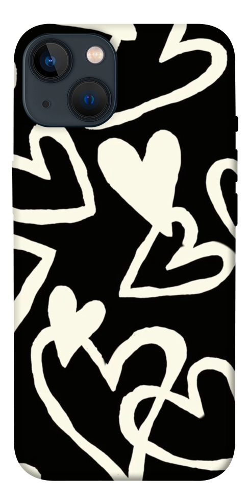 Чехол Black and white hearts для iPhone 13