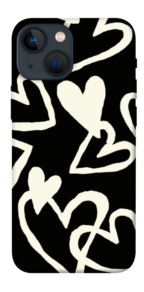 Чехол Black and white hearts для iPhone 13 mini