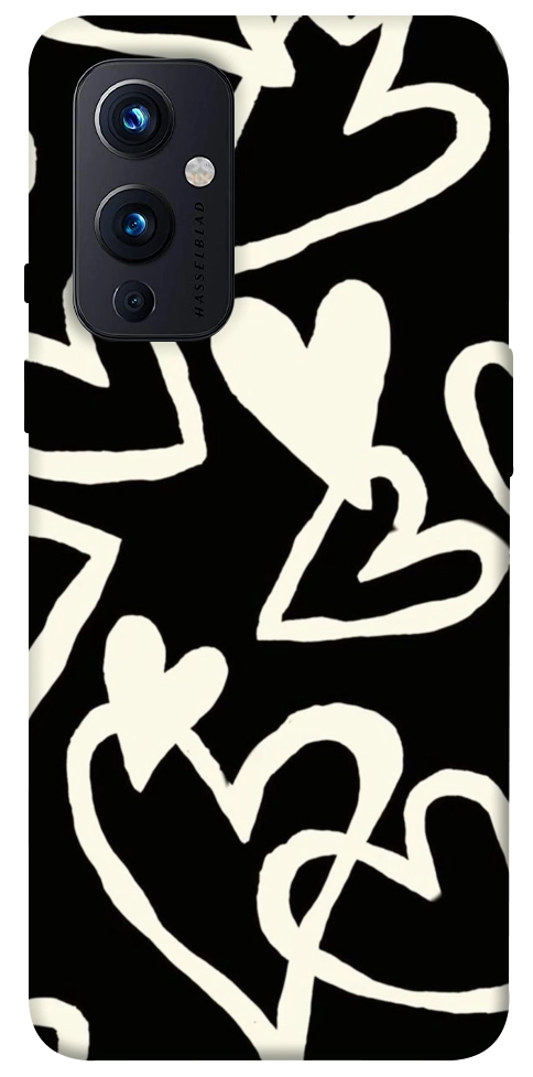 Чехол Black and white hearts для OnePlus 9