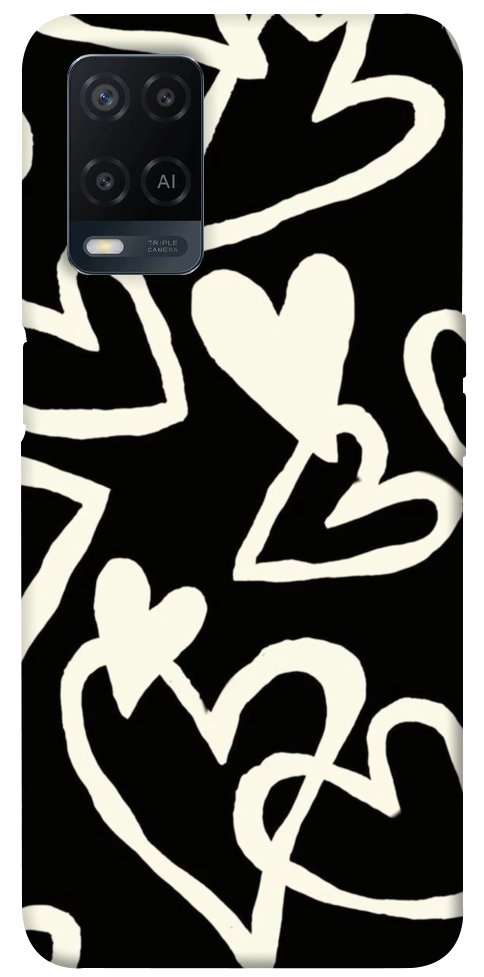 Чехол Black and white hearts для Oppo A54 4G