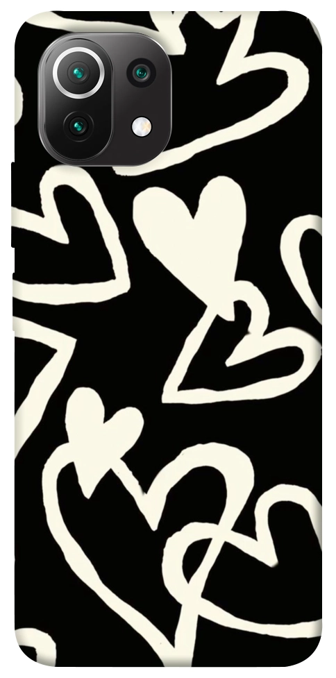 Чехол Black and white hearts для Xiaomi Mi 11 Lite