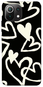 Чохол Black and white hearts для Xiaomi Mi 11 Lite