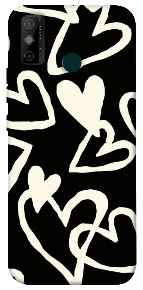 Чехол Black and white hearts для TECNO Spark 6 Go