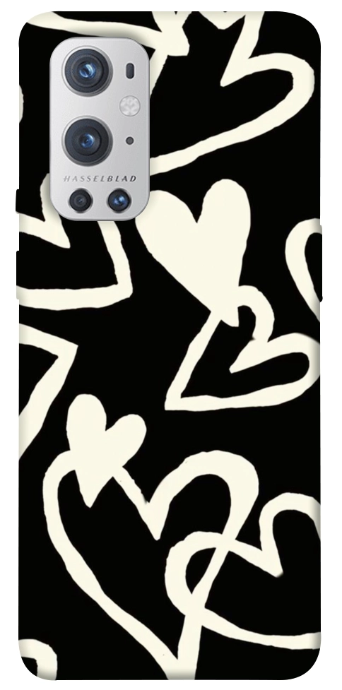 Чехол Black and white hearts для Oneplus 9 pro