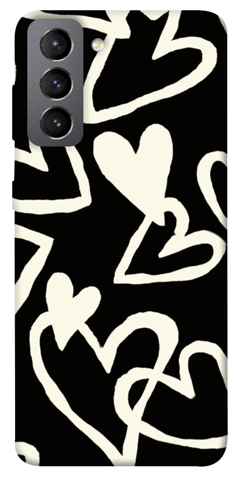 Чехол Black and white hearts для Galaxy S21 FE