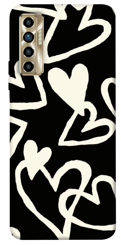 Чехол Black and white hearts для TECNO Camon 17P
