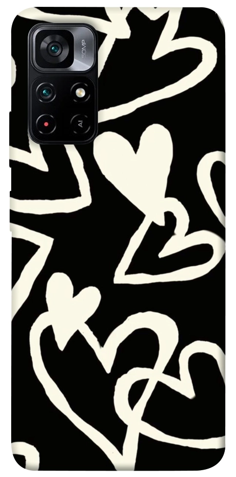 Чехол Black and white hearts для Xiaomi Poco M4 Pro 5G