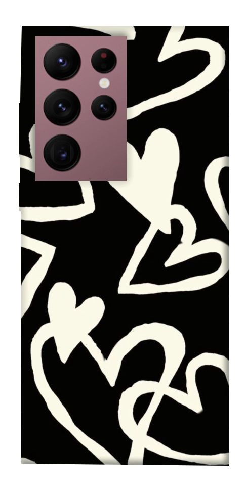 Чехол Black and white hearts для Galaxy S22 Ultra
