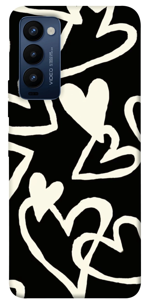 Чехол Black and white hearts для TECNO Camon 18