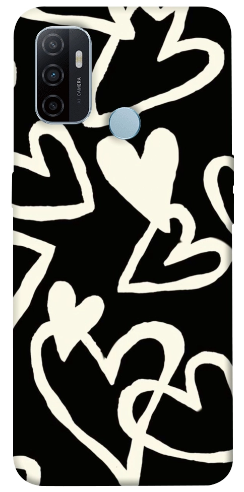 Чехол Black and white hearts для Oppo A32