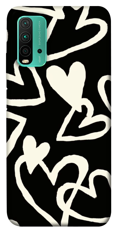 Чехол Black and white hearts для Xiaomi Redmi Note 9 4G