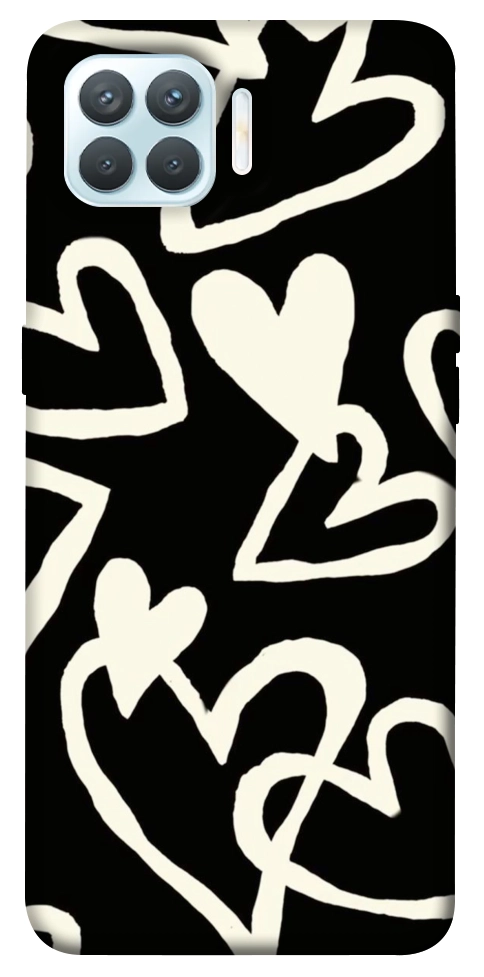 Чохол Black and white hearts для Oppo F17 Pro
