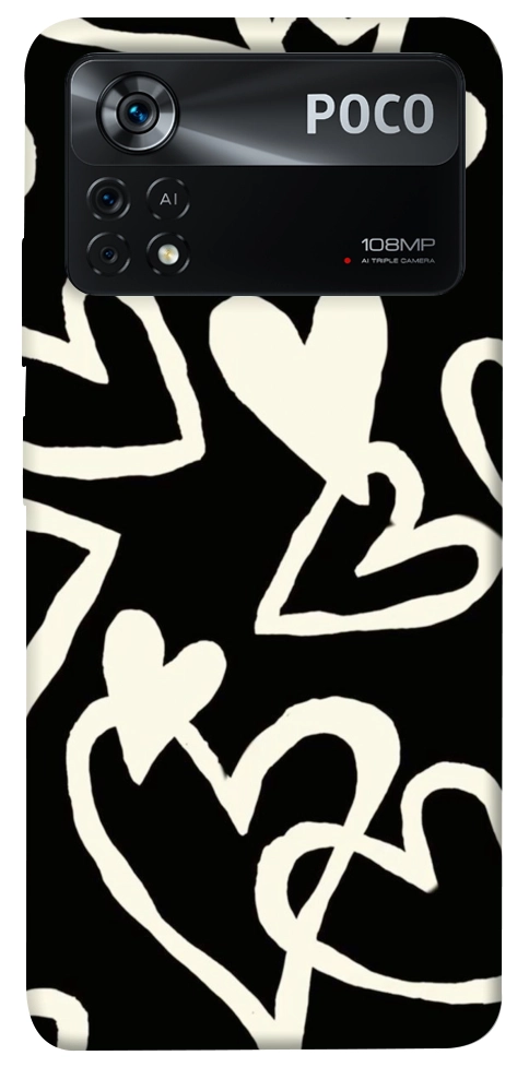 Чехол Black and white hearts для Xiaomi Poco X4 Pro