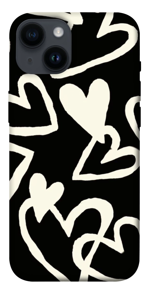 Чехол Black and white hearts для iPhone 14