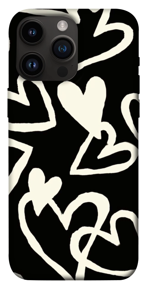 Чехол Black and white hearts для iPhone 14 Pro Max