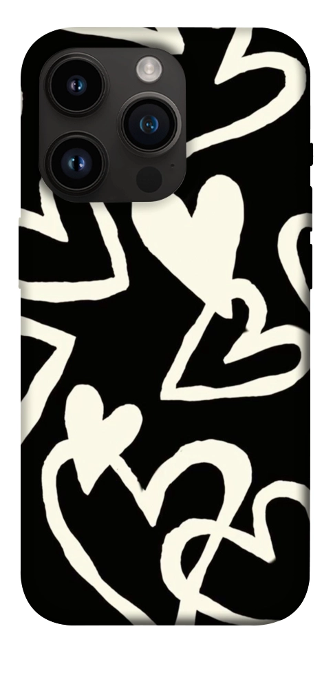Чехол Black and white hearts для iPhone 14 Pro