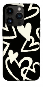 Чохол Black and white hearts для iPhone 14 Pro